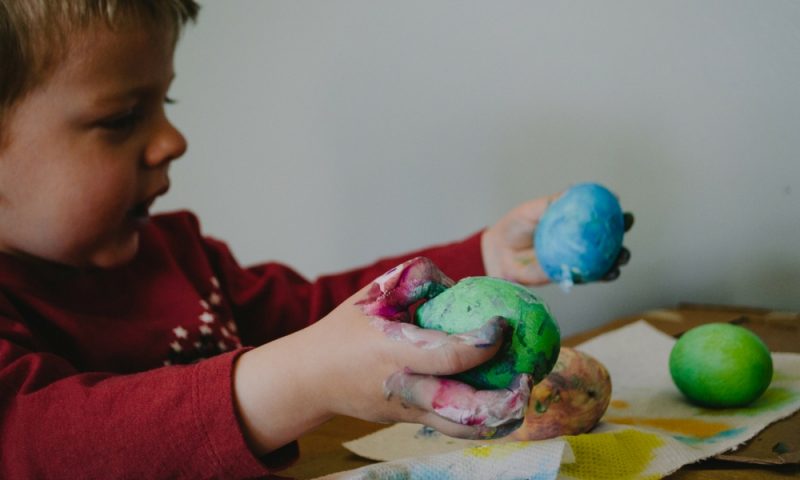 Toddler painting with shapes