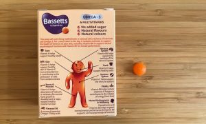 Back of the Bassetts Omega 3+ Vitamins pack