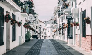 A typical Spanish street in Spain ideal for a family holiday day out