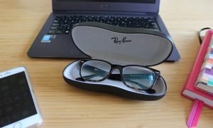 My Ray-Ban blue light filter glasses in their box