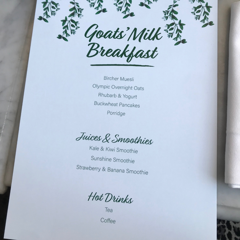 The breakfast menu