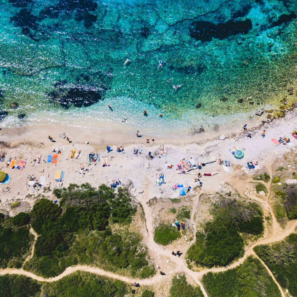 Stunning aerial shot of a beach in Corfu