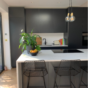Another view of our black kitchen in our kitchen extension