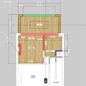 House plan of the kitchen extension and downstairs toilet