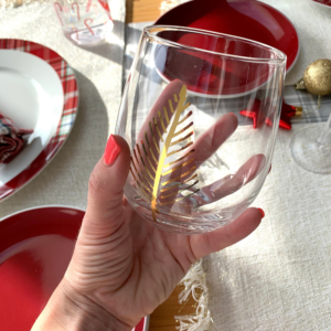 A close up shot of the stylish Christmas tree glasses
