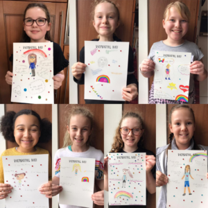 Children with their doodles as part of the Wonderful Me Workshop