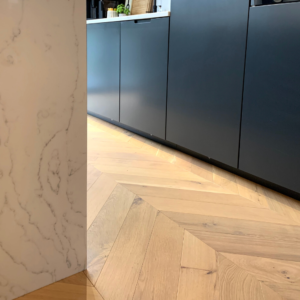 A close up our Quartz kitchen working showing the colour and the veining