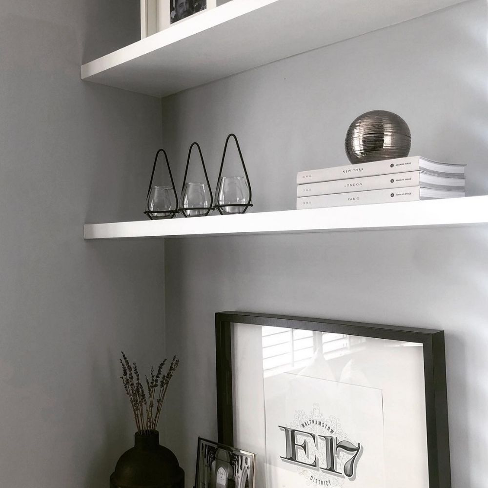 Beautifully styled shelves in Katie's home