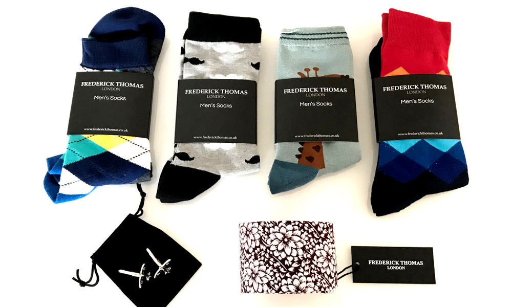 Father's Day Gift Guide 2018, socks, cufflinks and tie from Frederick Thomas