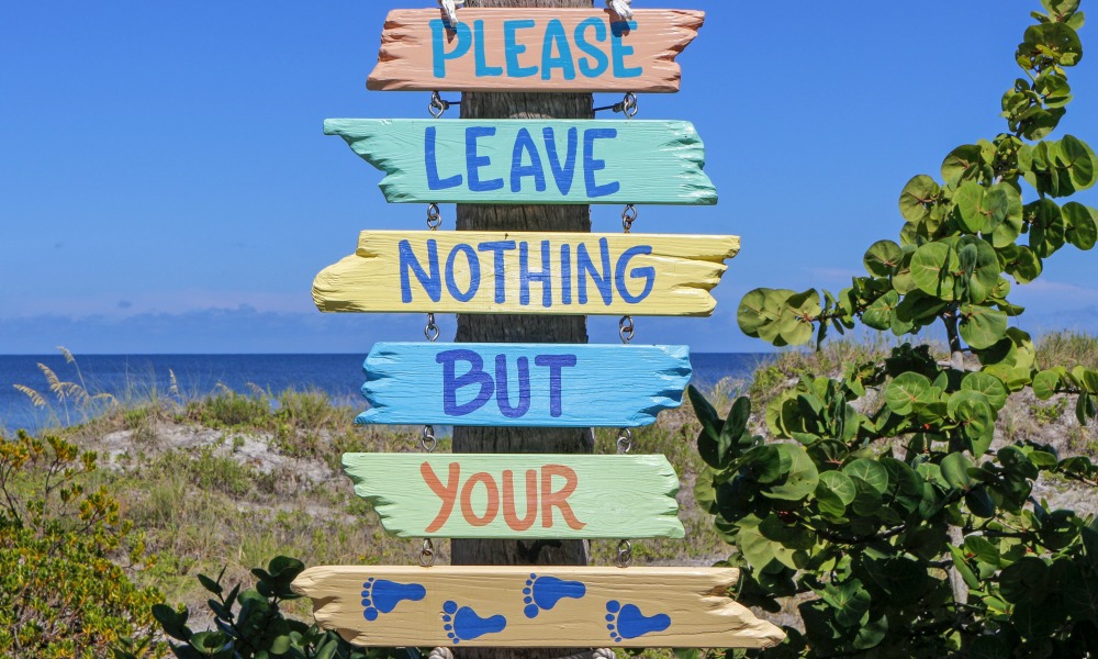 Beach sign on holiday