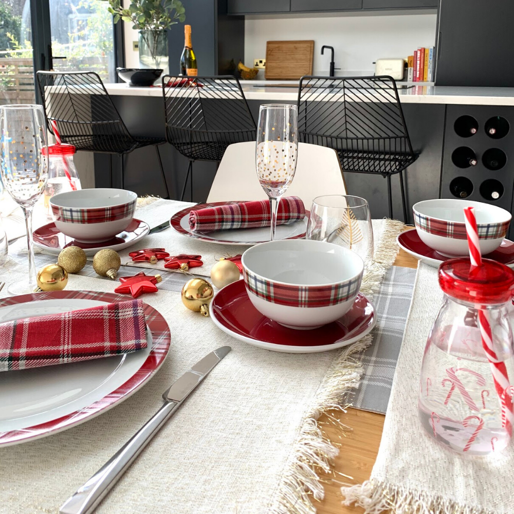 The Matalan Christmas tableware in our kitchen ready for Christmas